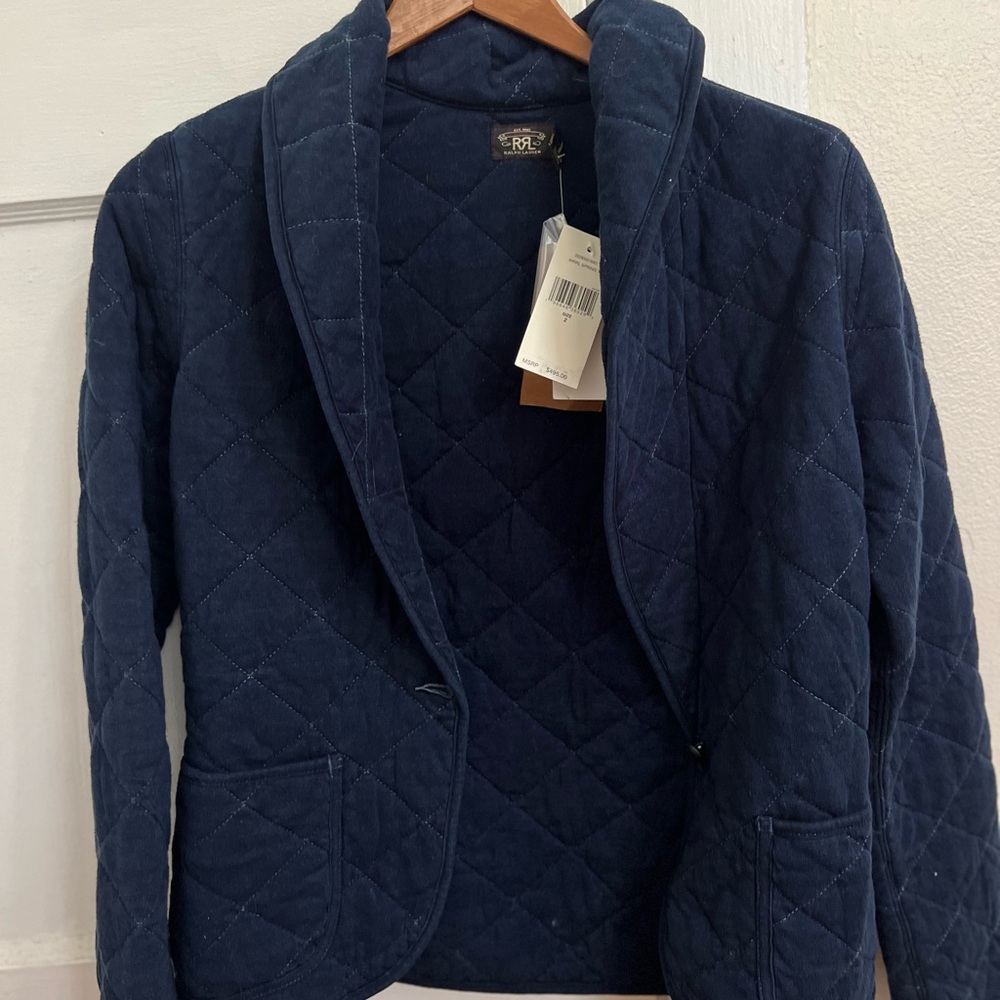 RRL Ralph Lauren Indigo Quilted Jacket Blazer size 2 originally $495